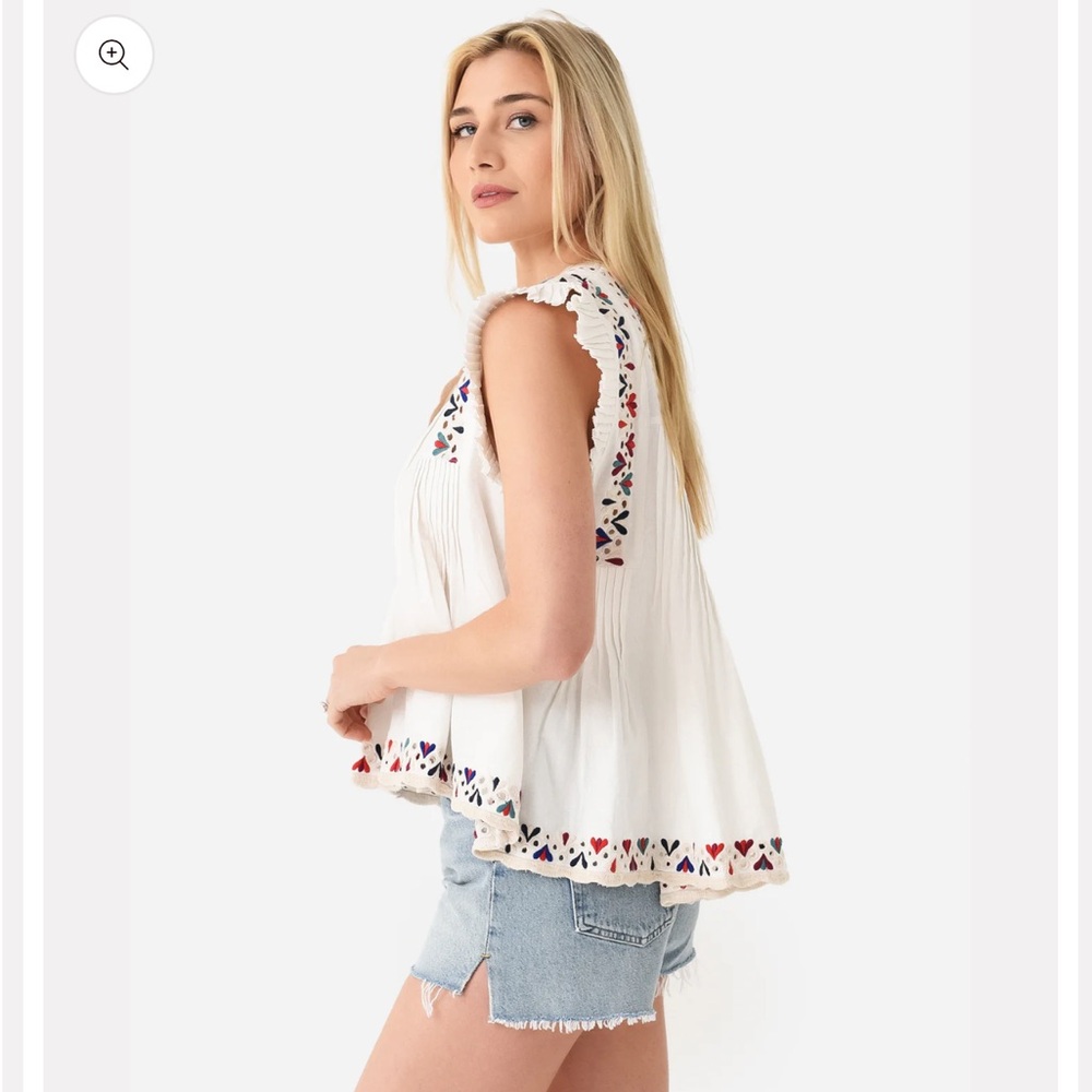SEA Alicia White Blouse with Multicolor Embroidery - Picture 3 of 10